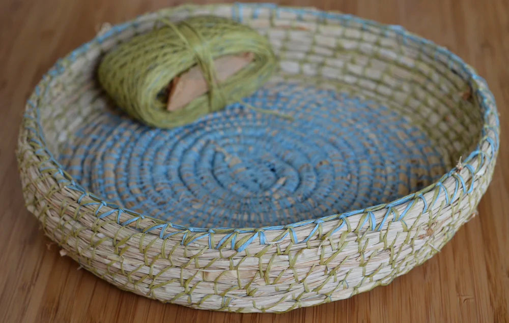 What we're making: raffia baskets with Habu silk paper