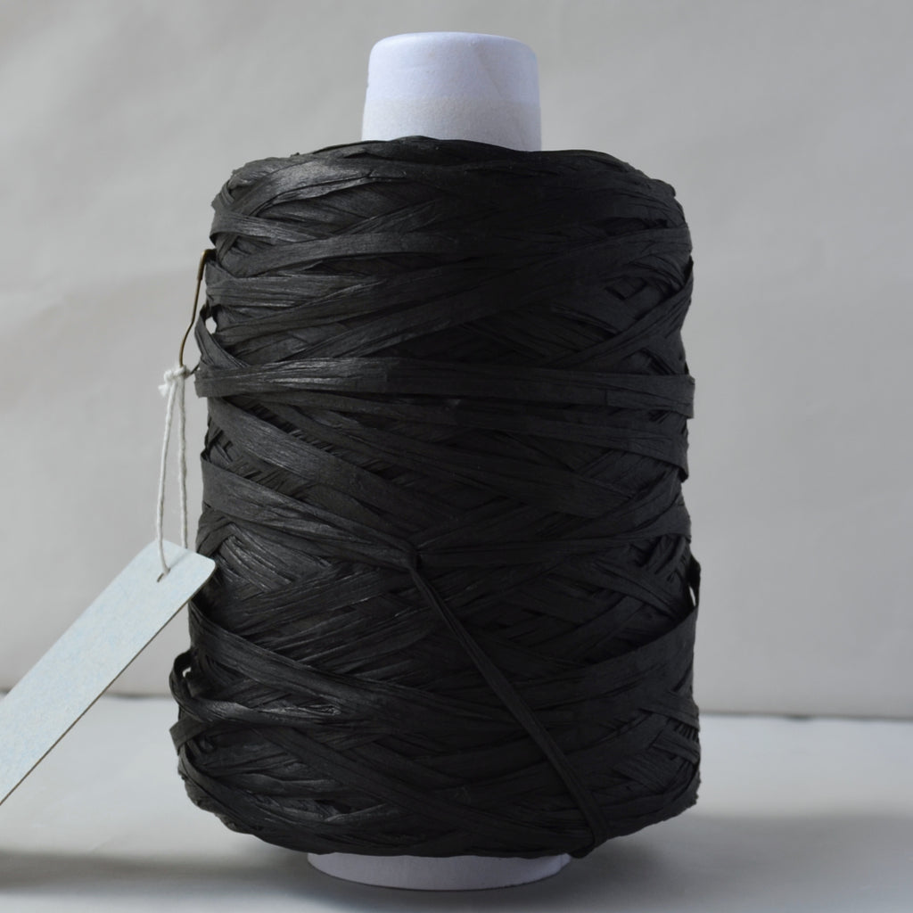 Paper Raffia Yarn, W: 7-8 mm, Black, 100 M, 1 Roll